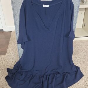 Asymmetrical Navy Blue Dress